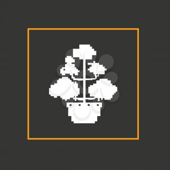Simple stylish pixel icon flower. Vector design.
