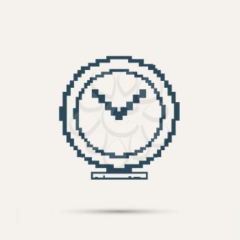 Simple stylish pixel clock icon. Vector design.