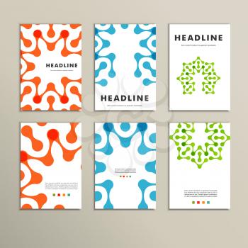 Six vector pattern with abstract figures brochures.
