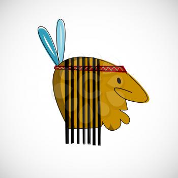 Indian head with brown skin. Vector design.
