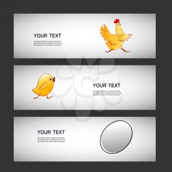 three simple vector sticker egg, chicken, chicken.