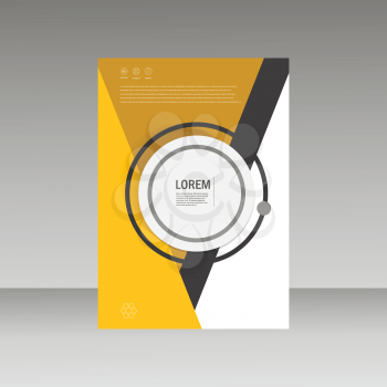 Triangle and circle vector annual report brochure design template.