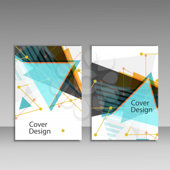 Brochure template layout, cover design annual report, magazine, flyer or booklet with triangular geometric background.