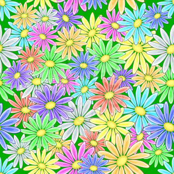 Abstract Seamless Floral Background with Various Symbolical Flowers. Vector