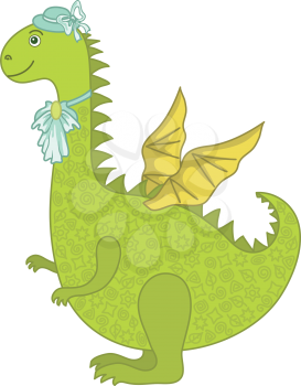 Symbol of holiday East New Years dragon - a woman in a hat with a jabot. Vector