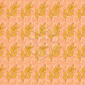 Seamless background, abstract pattern of repetition leaves silhouettes. Vector