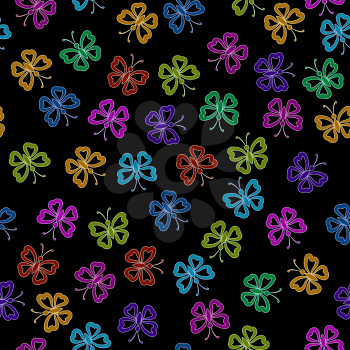 Seamless Background, Tile Pattern of Symbolical Colorful Butterflies. Vector