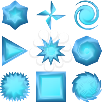 Set of blue icons, buttons different forms, eps10, contains transparencies. Vector