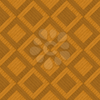 Wooden square brown parquet, seamless vector background