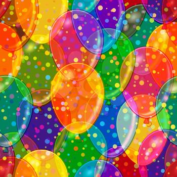 Seamless Holiday Pattern, Tile Background with Beautiful Flying Colorful Balloons. Eps10, Contains Transparencies. Vector