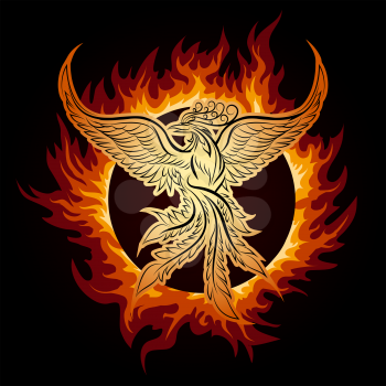 The Phoenix flying in ring of fire.