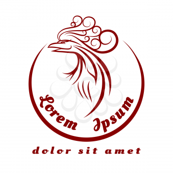 Phoenix logo or emblem. Only free font used. Monochrome isolated on white background.