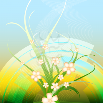 A vector illustration of summer plant against abstract colorful background