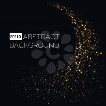 Glittering gold particles on a black background. Vector illustration.