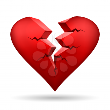 Broken heart isolated on white. Vector illustration.