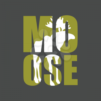 Moose. Wild animal silhouette text on a gray background.
