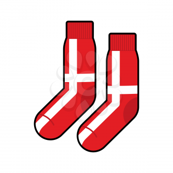 Patriot socks Denmark. Clothing accessory is Danish flag. Vector illustration
