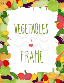 Fresh vegetables frame. Healthy food vector illustration
