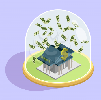 Protection of Bank. bank Isometric  Building Vector