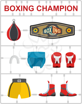 Boxing champion Plastic model kits. Vector illustration