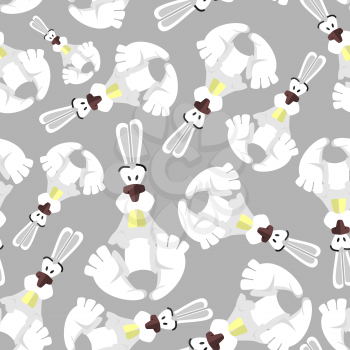 Seamless pattern with bunnies. Background of  animals. Funny rabbits. Vector illustration
