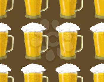 seamless pattern of glass tankards of frothy beer