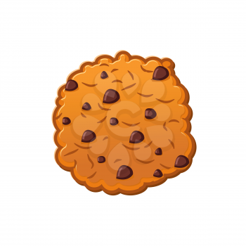 Cookies with chocolate Drops. Oatmeal Biscuits on white background. Sweet Cracker isolated
