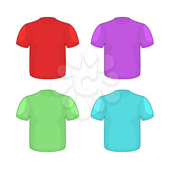 Colorful t-shirts set on white background. Clothing pattern for your design. Illustrations clean shirts
