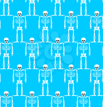Skeleton seamless pattern. Bones and skull ornament. Ornament of dead. Happy skeletons texture. Halloween background 
