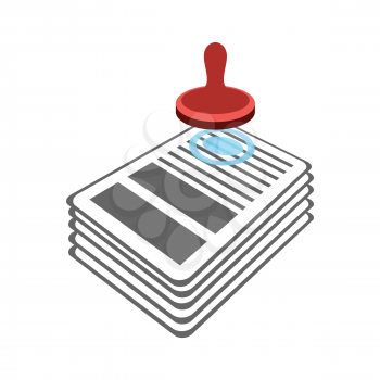 Stamp on documents icon. punch contract. Approval of official document
