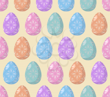 Easter seamless pattern. Easter egg background. Texture for Easter holiday. Many Easter eggs. Colored, multicolored traditional Easter eggs
