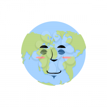 Earth sleeping Emoji. Planet asleep emotion isolated
