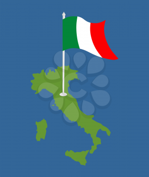 Italy Map and flag. Italian banner and land area. State patriotic sign
