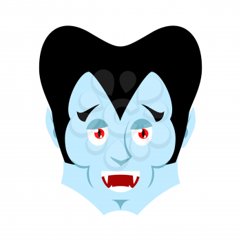 Dracula happy Emoji. Vampire merry emotion face isolated
