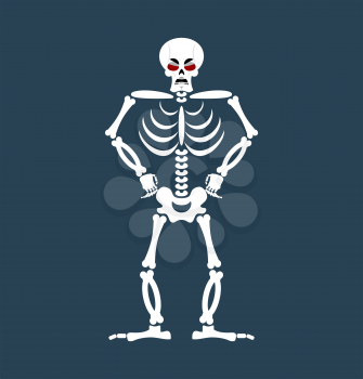 Skeleton angry Emoji. Skull grumpy emotion isolated. Human bones