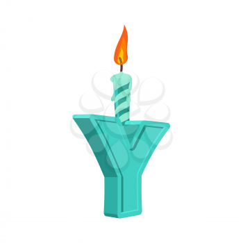 Letter y birthday font. Letter and candle. anniversary alphabet sign. Celebratory ABC