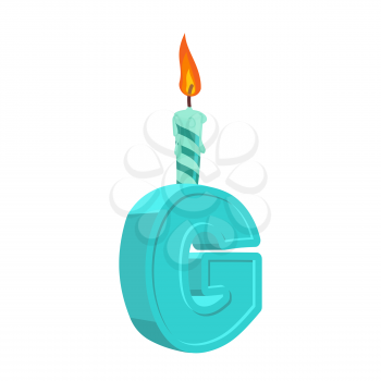 Letter G birthday font. Letter and candle. anniversary alphabet sign. Celebratory ABC