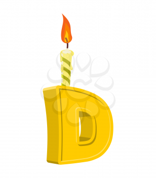 Letter D birthday font. Letter and candle. anniversary alphabet sign. Celebratory ABC
