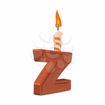 Letter Z birthday font. Letter and candle. anniversary alphabet sign. Celebratory ABC