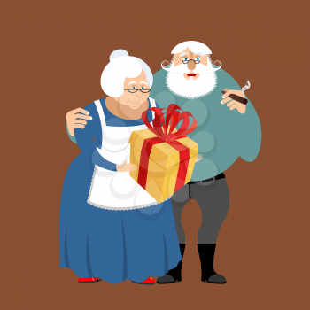 Grandmother and grandfather. Grandparents Day illustration. Mature couple
