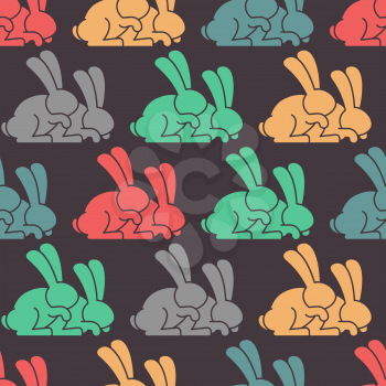 Colored Rabbit seamless pattern. Hare ornament. bunny background. Animal Texture
