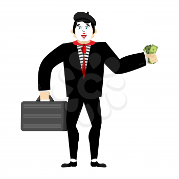 Mime businessman. pantomime boss. mimic buyer and money. Vector illustration
