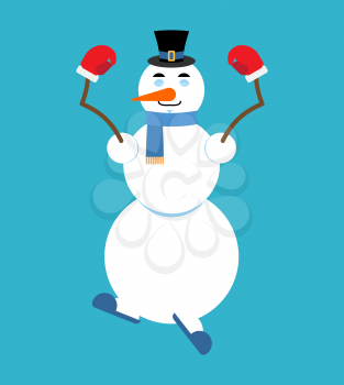 Snowman yoga. Relaxation and meditation.  New Year and Christmas vector illustration