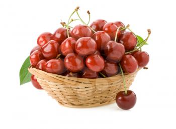 sweet cherry in  bowl isolated on white background