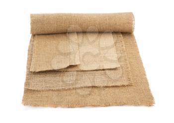 burlap hessian sacking isolated on white background