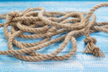 ship rope at wooden table, plank board background texture