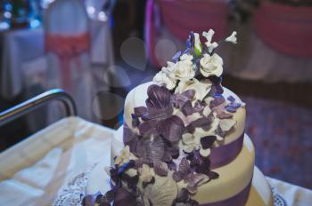 Purple wedding cake.