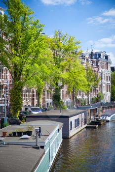 beautiful European capital Amsterdam in the summer. ancient streets and canals.