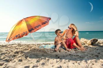 Mom and syno by the sea