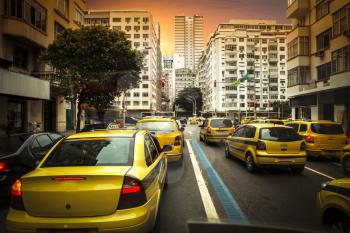  Taxi drivers in Rio de Janeiro . traffic on the street
